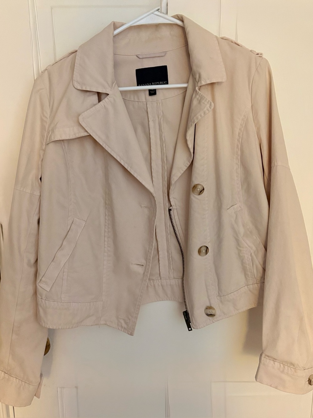 Banana Republic Cream Denim Moto Jacket Small